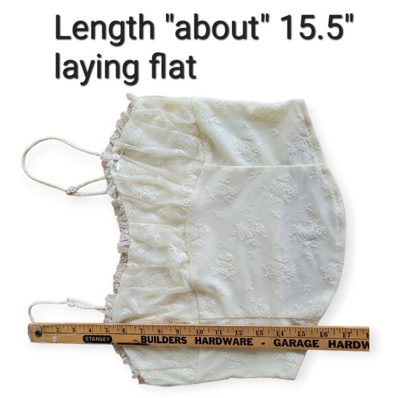 Lush Cream Lace Rosette Camisole Cropped Mesh Feminine Coquette Top Romantic Y2K - Picture 7 of 10